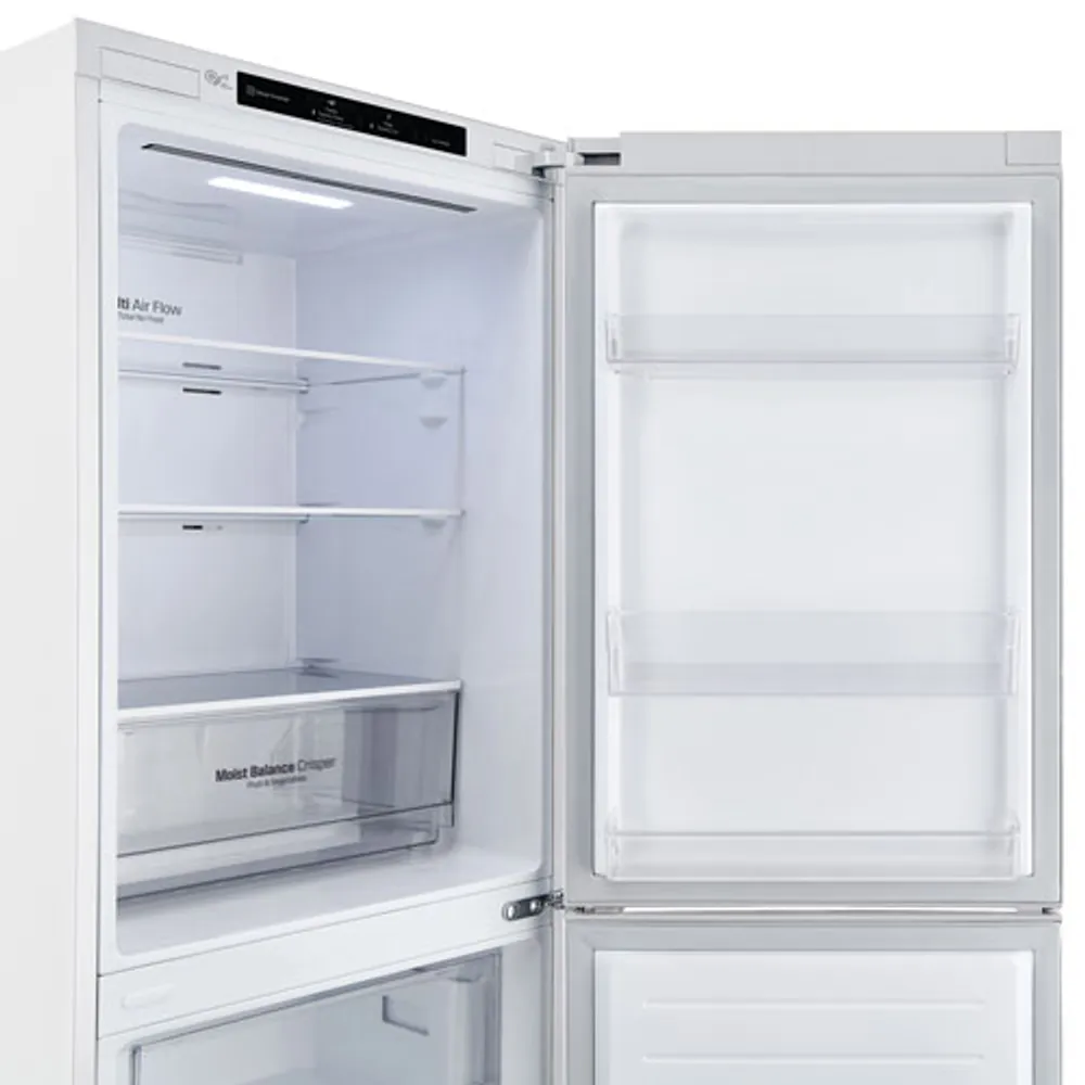 LG 24" 10 Cu. Ft. Bottom Freezer Refrigerator with LED Lighting (LRDNC1004W) - White