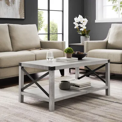 Winmoor Home Transitional Rectangular Coffee Table - Stone Grey