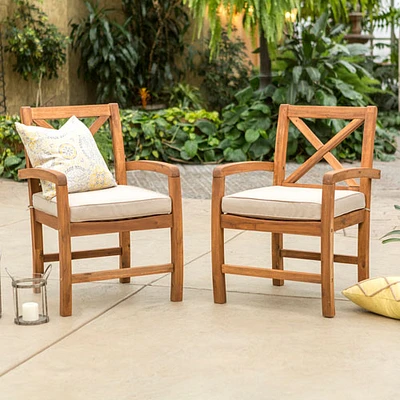 Winmoor Home Hardwood Patio Arm Chair - Set of 2 - Brown