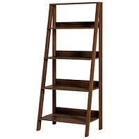 Winmoor Home 55" 4-Shelf Wood Ladder Bookcase - Dark Walnut