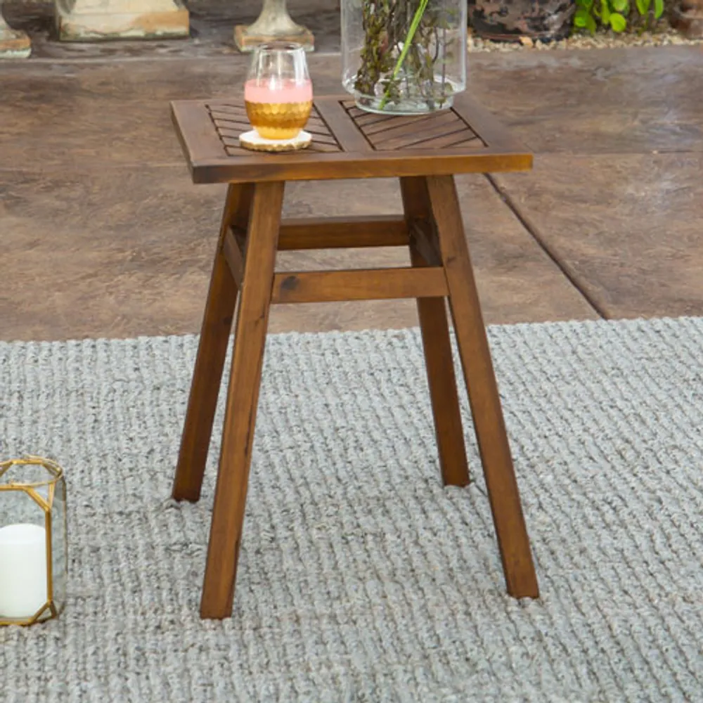 Winmoor Home Transitional Square Outdoor Chevron Side Table