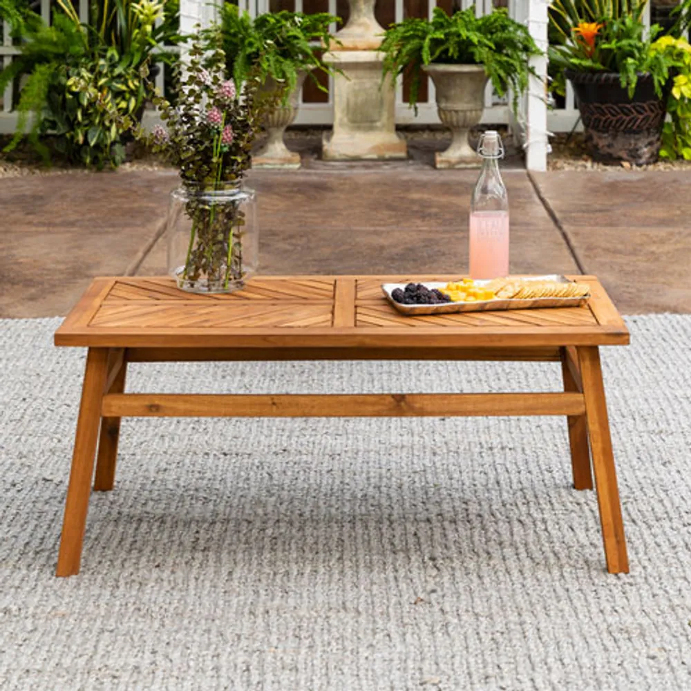 Winmoor Home Transitional Rectangular Outdoor Chevron Coffee Table - Brown