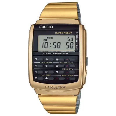Casio Vintage Calculator 34.8mm Men's Digital Casual Watch - Gold/Black