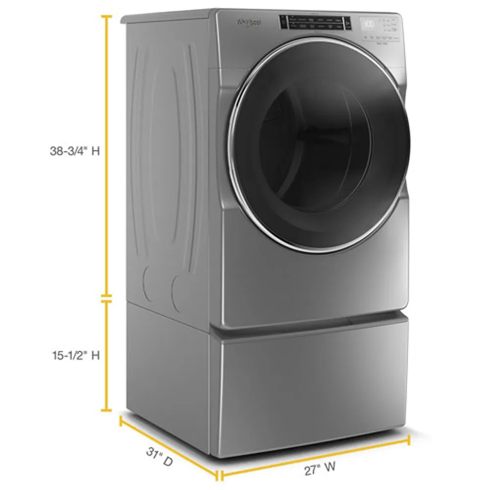 Whirlpool 7.4 Cu. Ft. Electric Steam Dryer (YWED8620HC) - Chrome Shadow