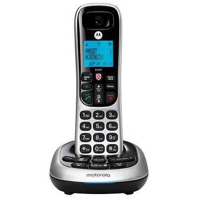 Motorola 1-Handset DECT 6.0 Cordless Phone with Answering Machine (CD4011) - Black/Silver