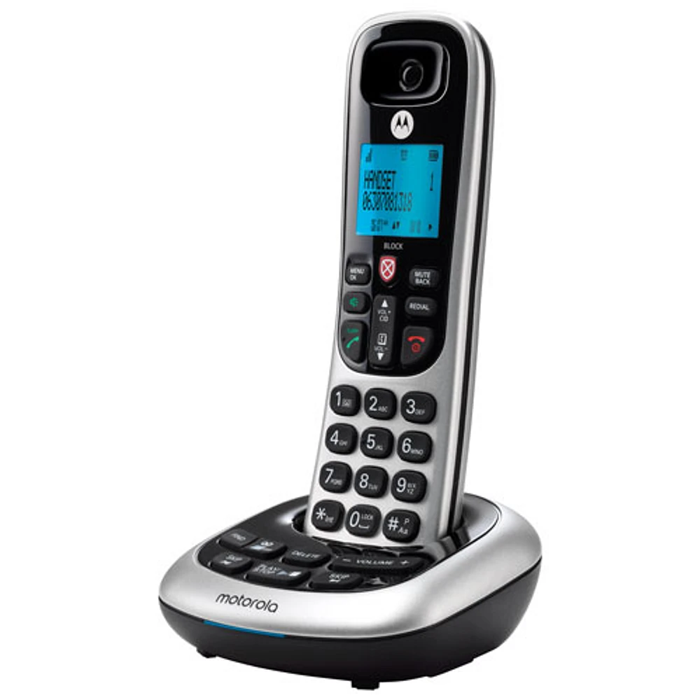Motorola 1-Handset DECT 6.0 Cordless Phone with Answering Machine (CD4011) - Black/Silver