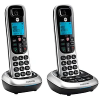 Motorola 2-Handset DECT 6.0 Cordless Phone with Answering Machine (CD4012) - Black/Silver