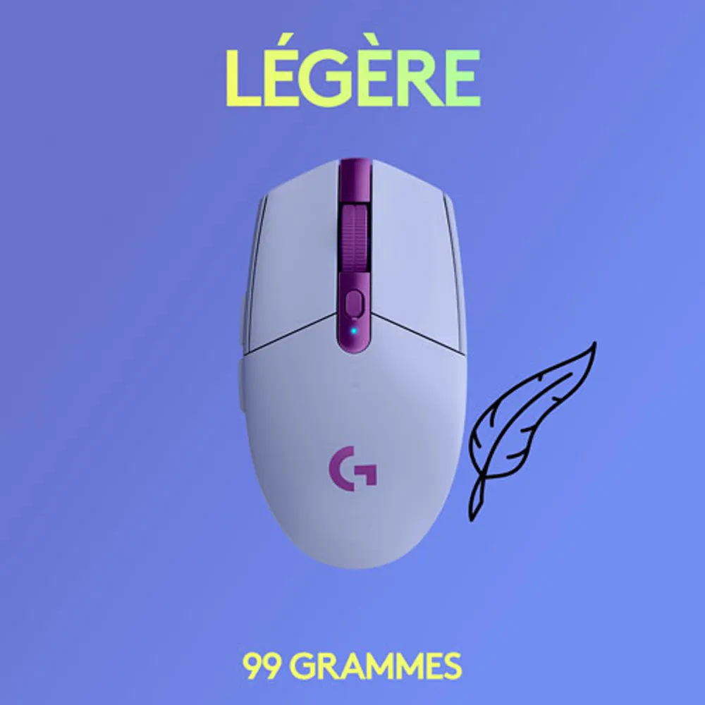 Logitech G305 LIGHTSPEED 12000 DPI Wireless HERO Optical Gaming Mouse - Lilac