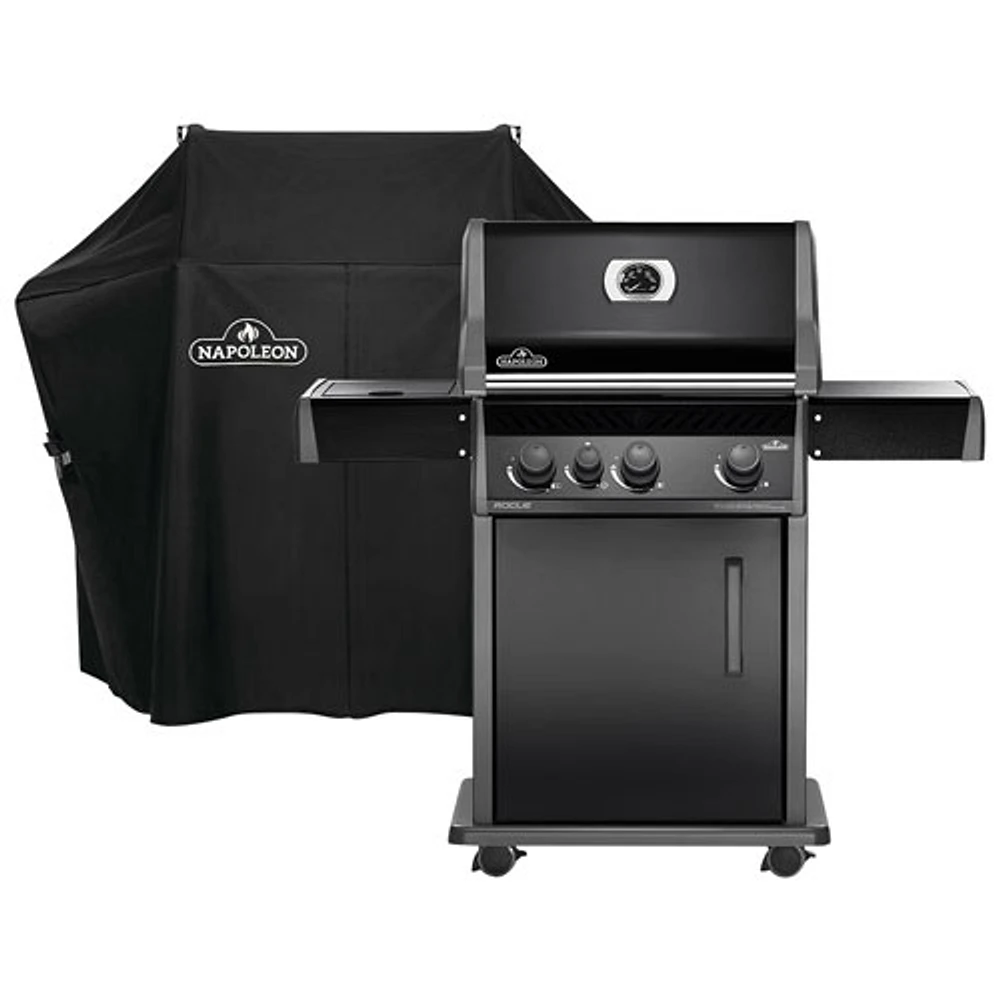 Napoleon Rogue 425 42000 BTU Propane BBQ with Side Burner & Grill Cover - Black - Only at Best Buy