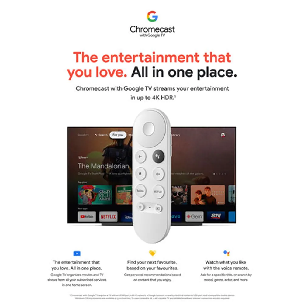Google Chromecast with Google TV (4K) - Snow