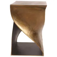 Twist Contemporary Square Accent Table - Black/Antique Brass