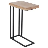 Mila C-Shaped Contemporary Square Side Table - Light Brown