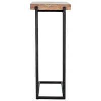 Mila C-Shaped Contemporary Square Side Table - Light Brown