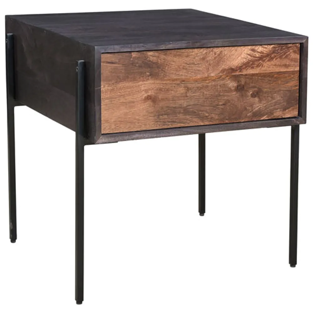 Tobin Modern Square Side Table - Charcoal/Light Brown