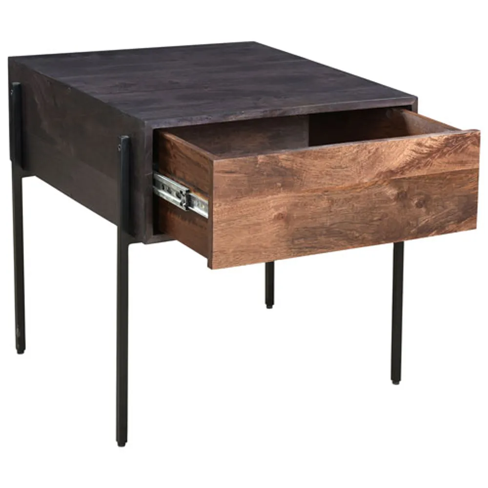 Tobin Modern Square Side Table - Charcoal/Light Brown