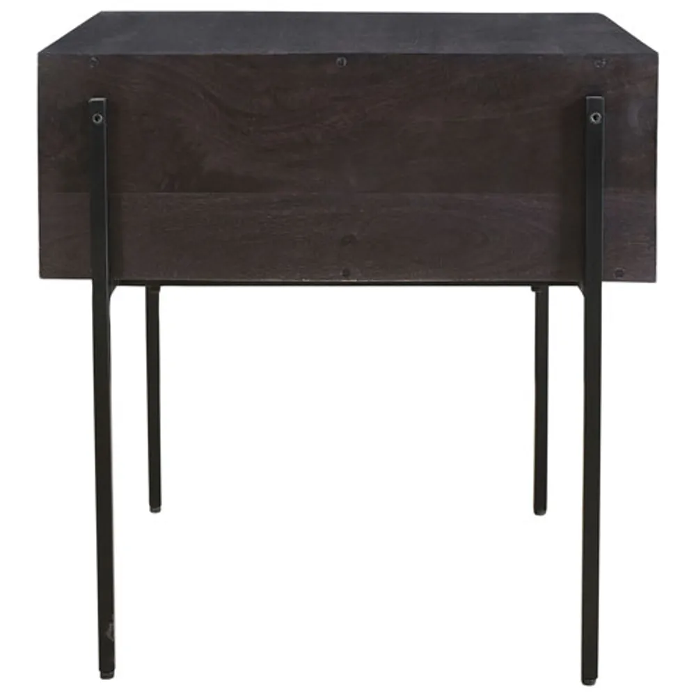 Tobin Modern Square Side Table - Charcoal/Light Brown