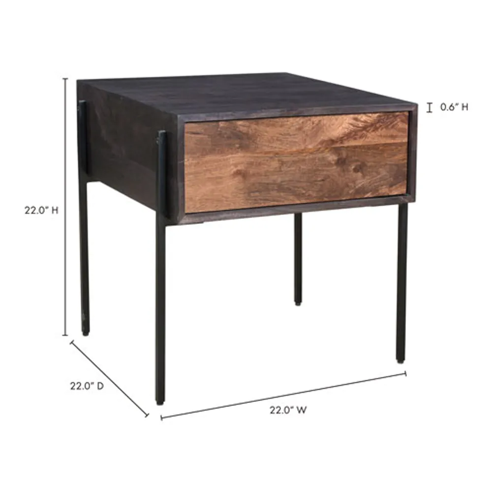 Tobin Modern Square Side Table - Charcoal/Light Brown