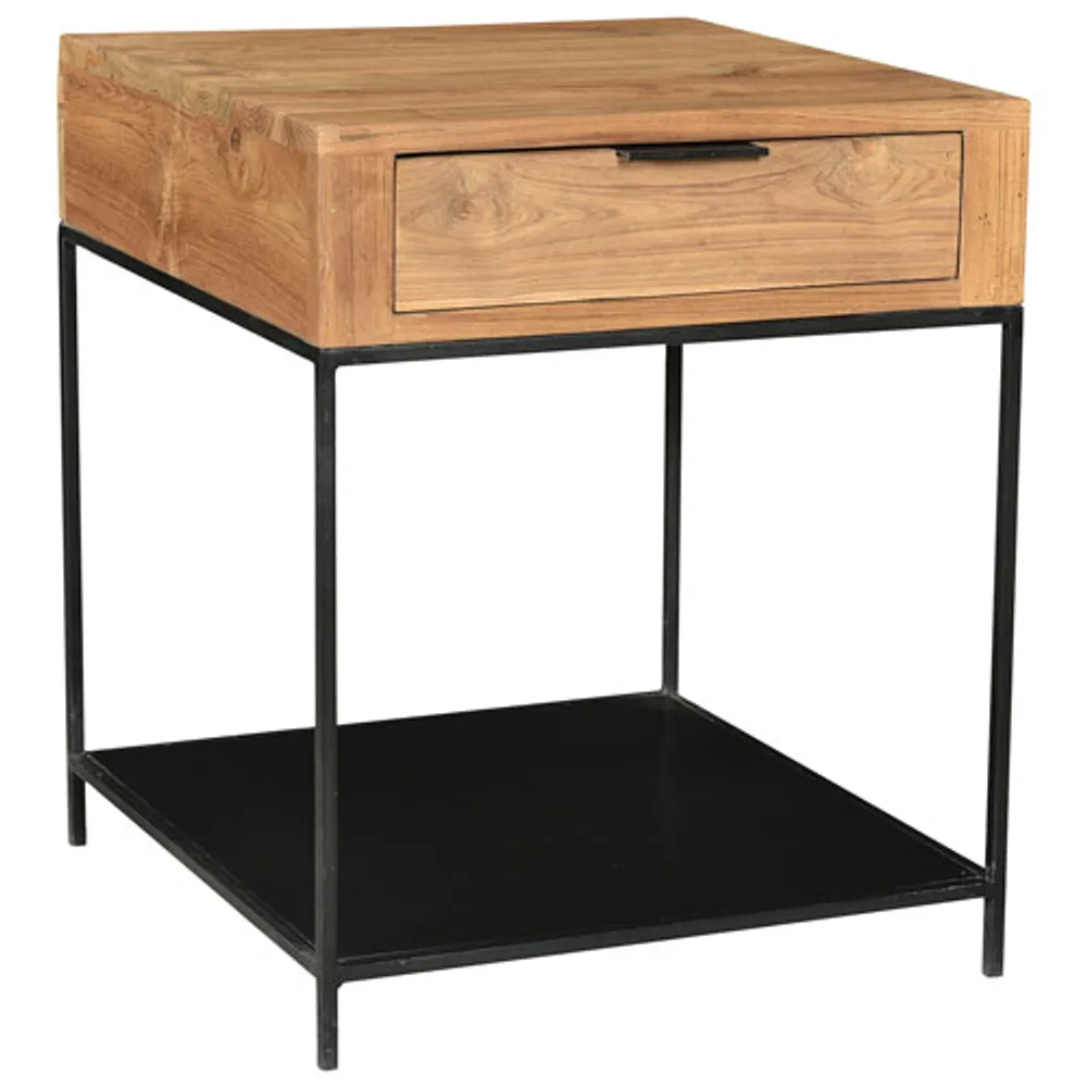 Joliet Contemporary Square Side Table - Natural