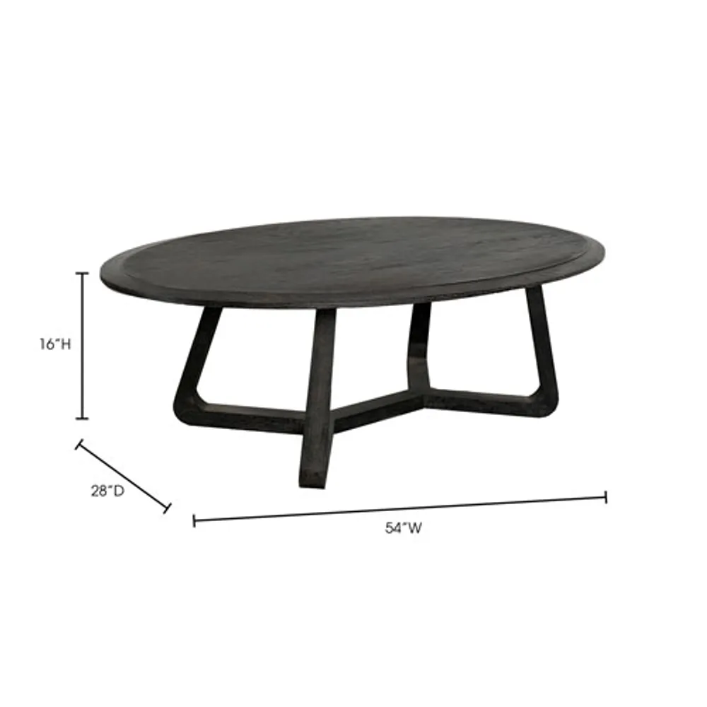 Nathan Contemporary Oval Coffee Table - Black