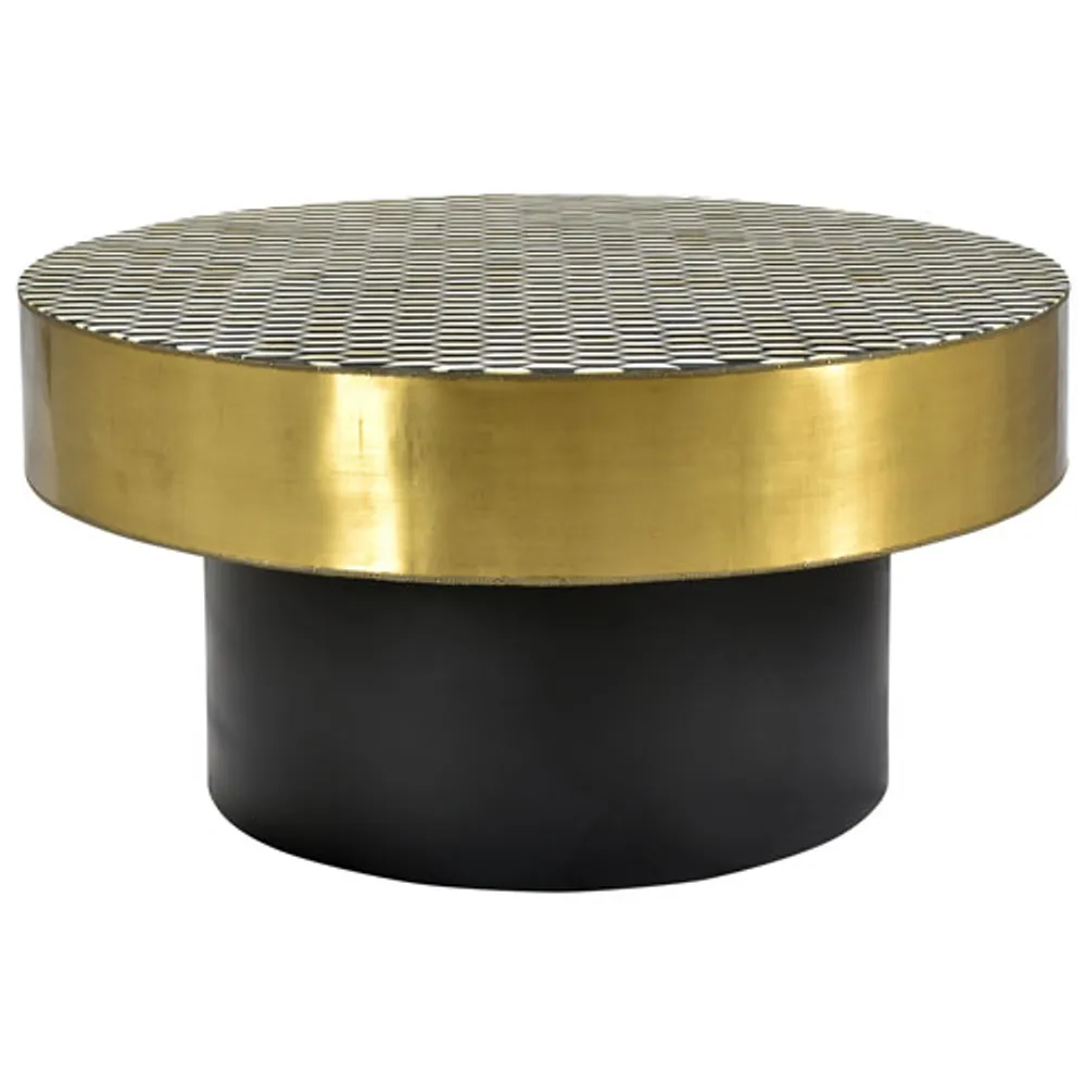 Optic Contemporary Round Coffee Table - Black/Brass