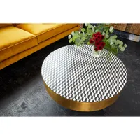 Optic Contemporary Round Coffee Table - Black/Brass