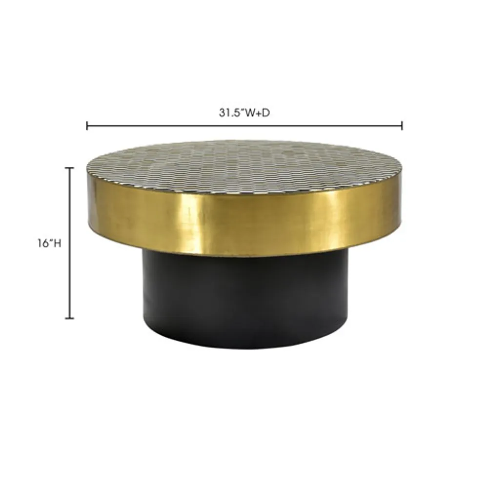 Optic Contemporary Round Coffee Table - Black/Brass
