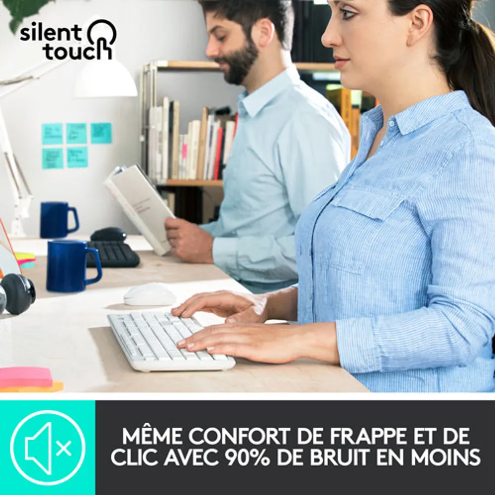 Ensemble clavier et souris optique sans fil silencieux MK295 de Logitech