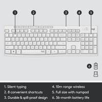 Logitech MK295 Silent Wireless Optical Keyboard & Mouse Combo - Off-White