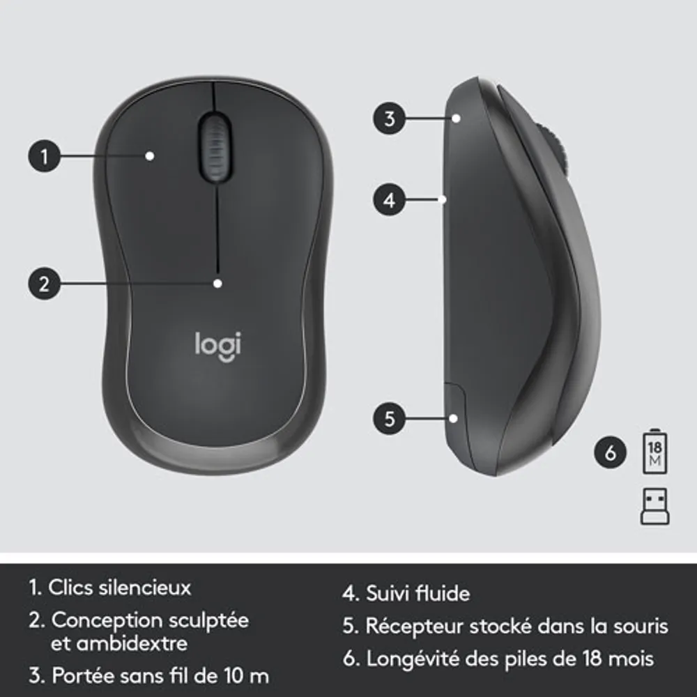 Logitech MK295 Silent Wireless Optical Keyboard & Mouse Combo - Graphite