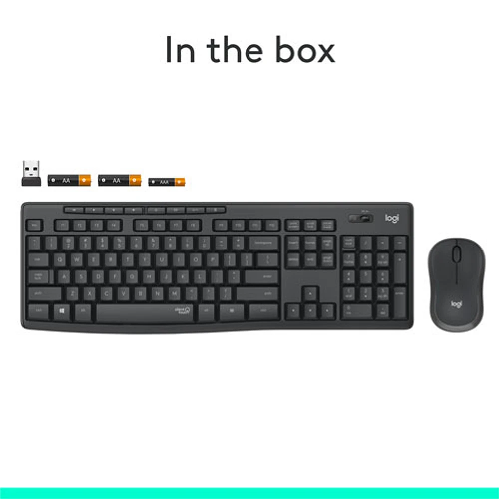 Logitech MK295 Silent Wireless Optical Keyboard & Mouse Combo - Graphite
