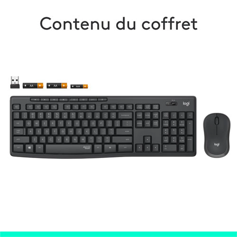 Logitech MK295 Silent Wireless Optical Keyboard & Mouse Combo - Graphite
