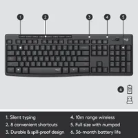 Logitech MK295 Silent Wireless Optical Keyboard & Mouse Combo - Graphite