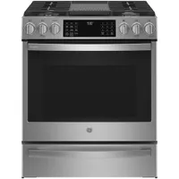 GE Profile 30" 5.6 Cu.Ft. True Convection 5-Burner Slide-In Gas Air Fry Range (PCGS930YPFS) - Stainless