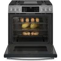 GE Profile 30" 5.6 Cu.Ft. True Convection 5-Burner Slide-In Gas Air Fry Range (PCGS930YPFS) - Stainless