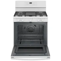 GE 30" 5.0 Cu. Ft. Fan Convection 5-Burner Freestanding Gas Air Fry Range (JCGB735DPWW) - White