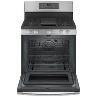 GE 30" 5.0 Cu. Ft. Fan Convection 5-Burner Freestanding Gas Air Fry Range (JCGB735SPSS) - Stainless