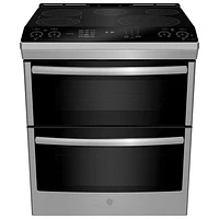 GE Profile 30" 6.7 Cu. Ft. Double Oven 5-Element Slide-In Electric Range (PCS980YMFS) - Stainless