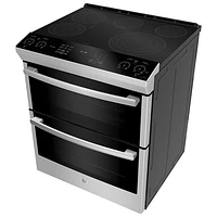 GE Profile 30" 6.7 Cu. Ft. Double Oven 5-Element Slide-In Electric Range (PCS980YMFS) - Stainless