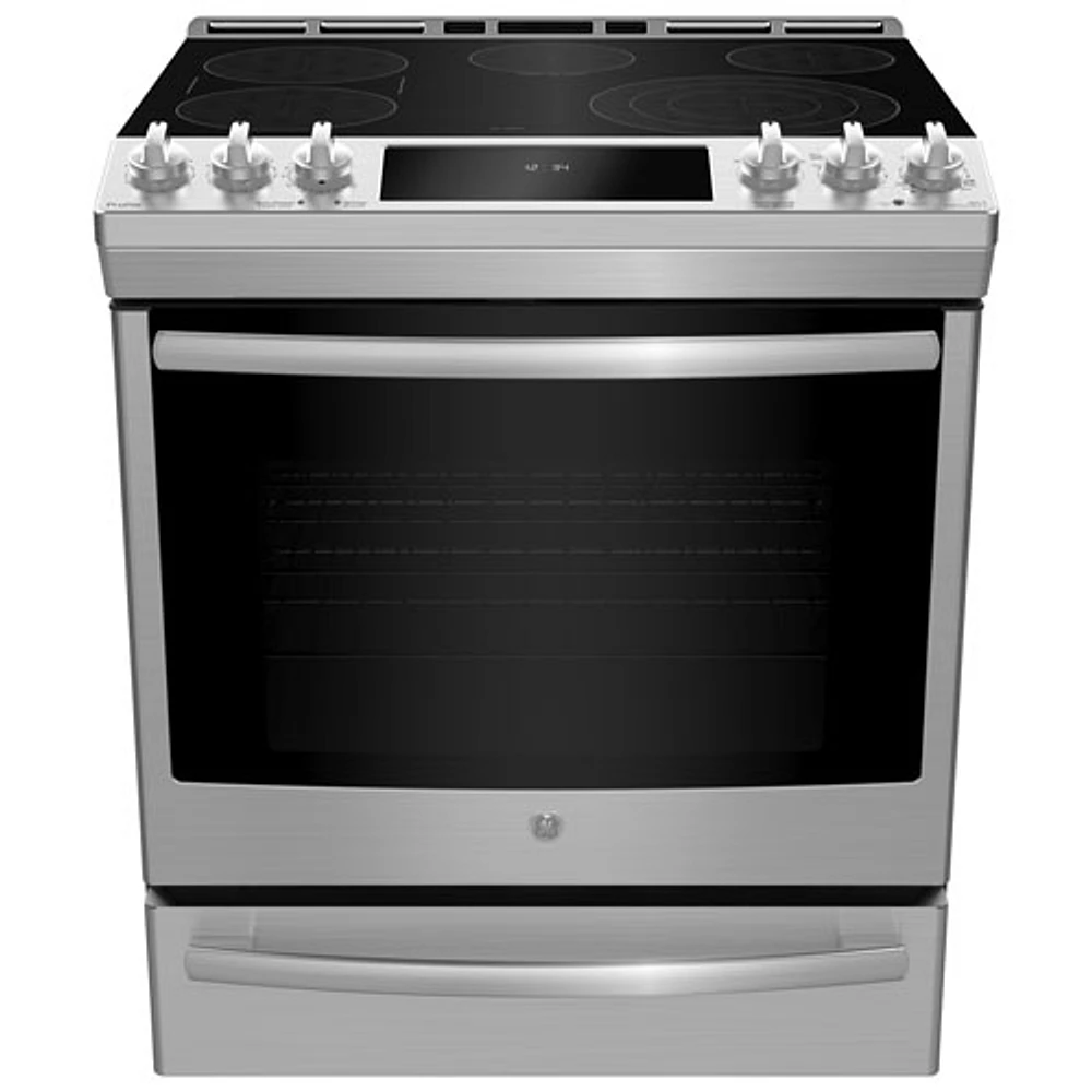 GE Profile 30" 5.3 Cu. Ft. True Convection 5-Element Slide-In Electric Range (PCS940YMFS) - Stainless