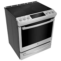 GE Profile 30" 5.3 Cu. Ft. True Convection 5-Element Slide-In Electric Range (PCS940YMFS) - Stainless