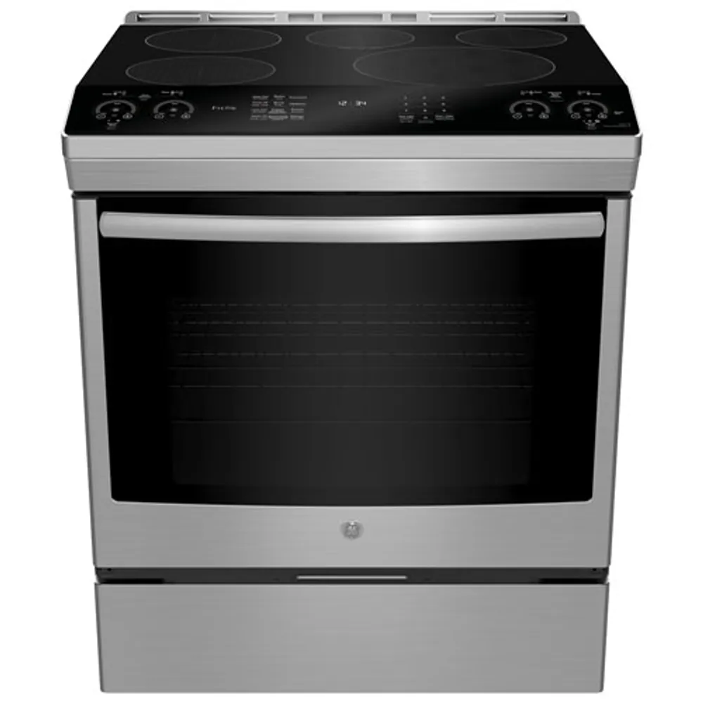 GE Profile 30" 5.3 Cu. Ft. True Convection 5-Element Slide-In Induction Range (PCHS920YMFS) - Stainless