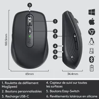 Logitech MX Anywhere 3 Wireless Compact Mouse - Black