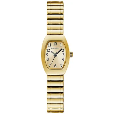 Caravelle Dress 18mm Women's Fashion Watch with Expansion Bracelet - Gold/Champagne