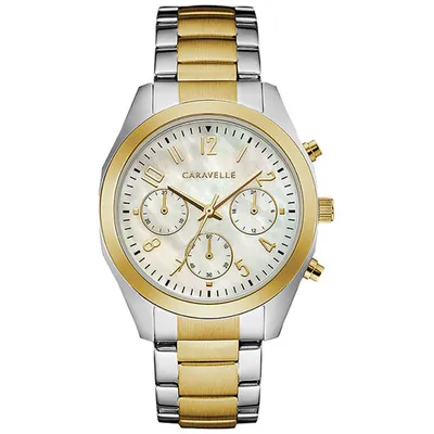 Caravelle Sport 36mm Women's Chronograph Fashion Watch - Silver/Gold/Silver-White