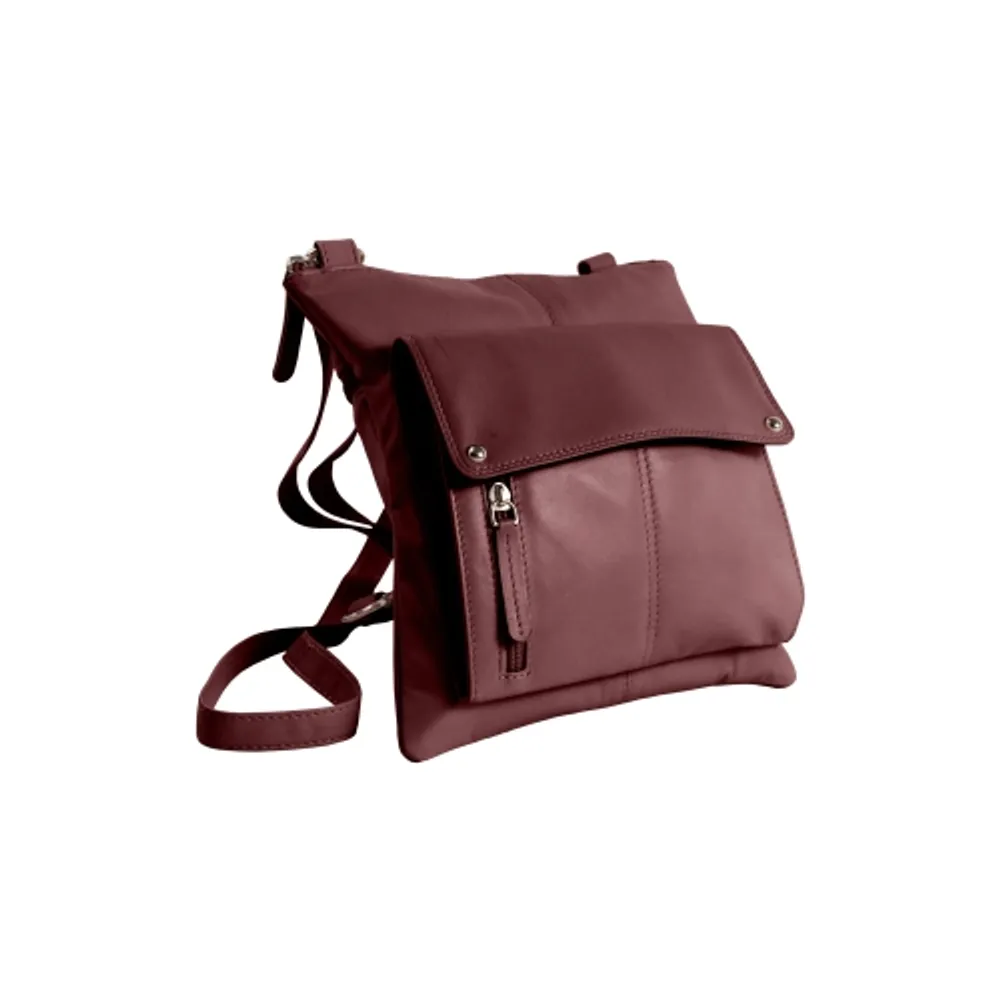 Champs Leather Crossbody Bag with RFID Protection O/S / Burgundy