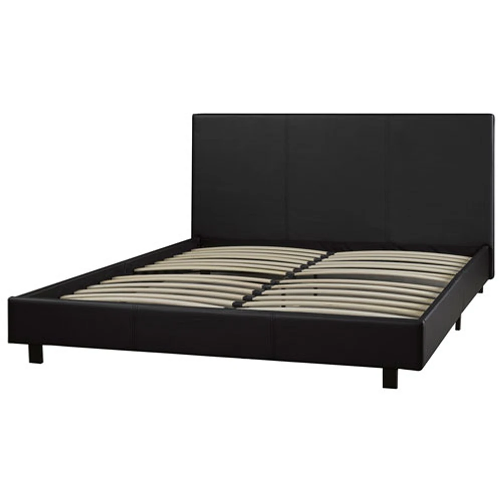 Brassex Modern Upholstered Platform Bed - Queen - Black