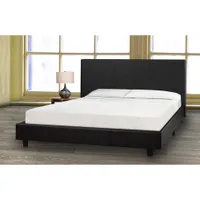 Brassex Modern Upholstered Platform Bed with Bonnell Coil Mattress - Double