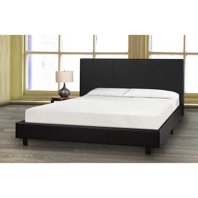 Brassex Modern Upholstered Platform Bed with Bonnell Coil Mattress - Queen