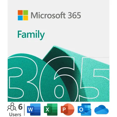 Microsoft 365 Family (PC/Mac) - 6 User - 15 Month - Digital Download - Not Sold Separately