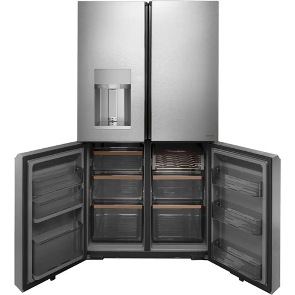 Cafe 36" 27.6 Cu.Ft. French Door Refrigerator w/ Water & Ice Dispenser (CQE28DM5NS5) -Platinum Glass